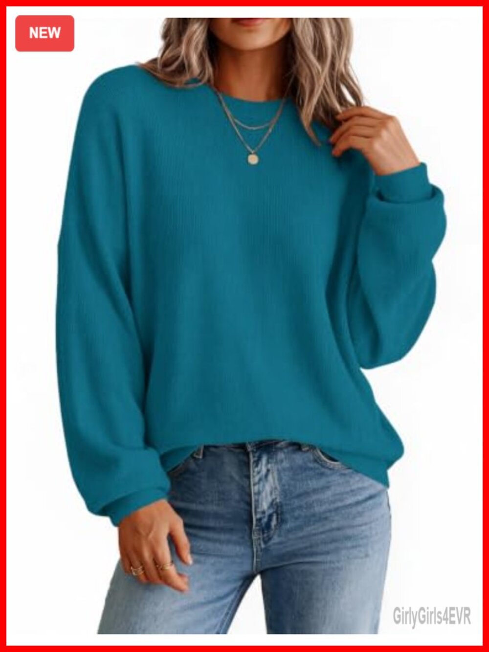 Oversized Crewneck Long Sleeve Knit Sweater Pullover